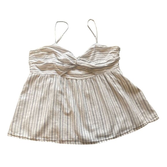 Banana Republic XL sweetheart A-line striped linen blend swing top knot front - Picture 1 of 8